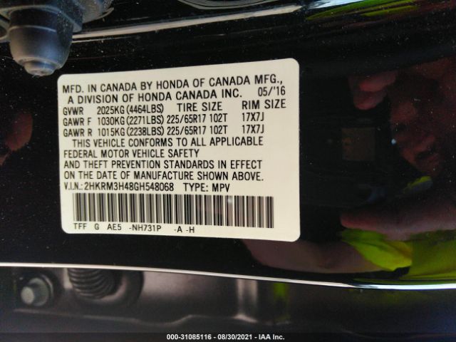 Photo 8 VIN: 2HKRM3H48GH548068 - HONDA CR-V 