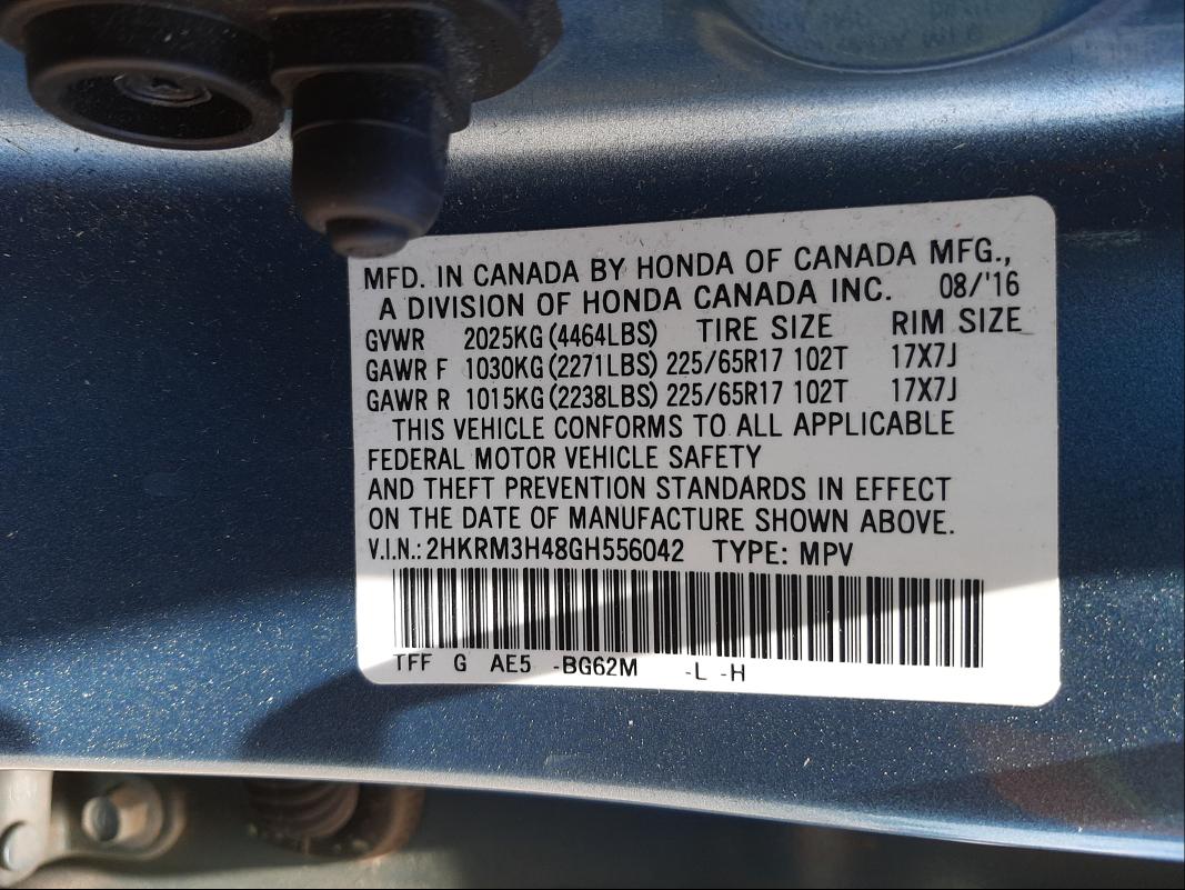 Photo 9 VIN: 2HKRM3H48GH556042 - HONDA CR-V SE 