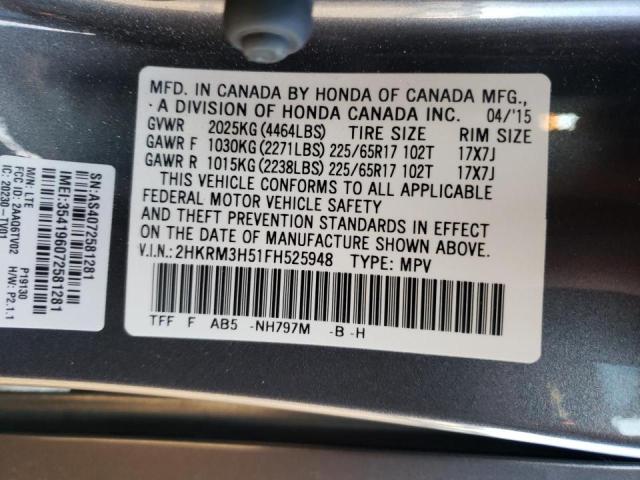 Photo 9 VIN: 2HKRM3H51FH525948 - HONDA CR-V EX 