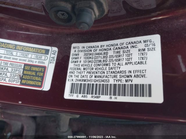 Photo 8 VIN: 2HKRM3H51GH534053 - HONDA CR-V 