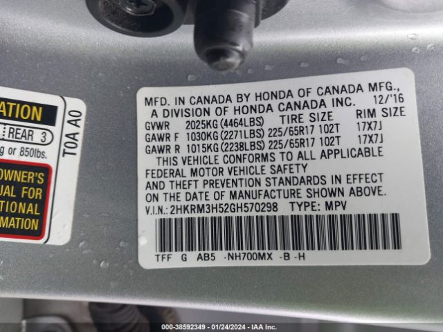 Photo 8 VIN: 2HKRM3H52GH570298 - HONDA CR-V 