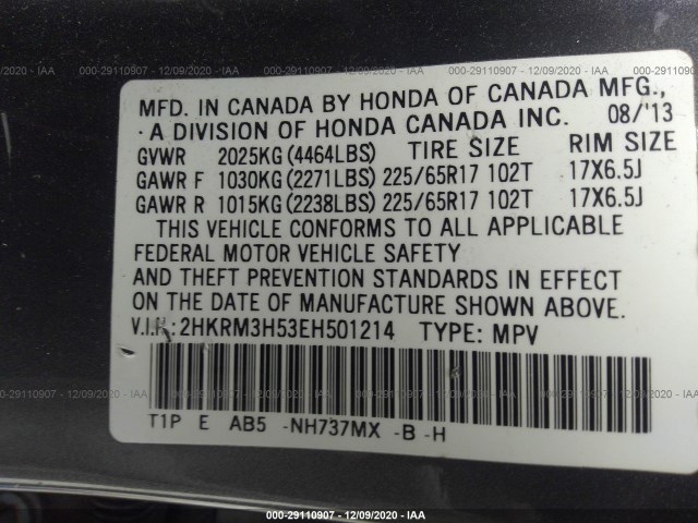 Photo 8 VIN: 2HKRM3H53EH501214 - HONDA CR-V 