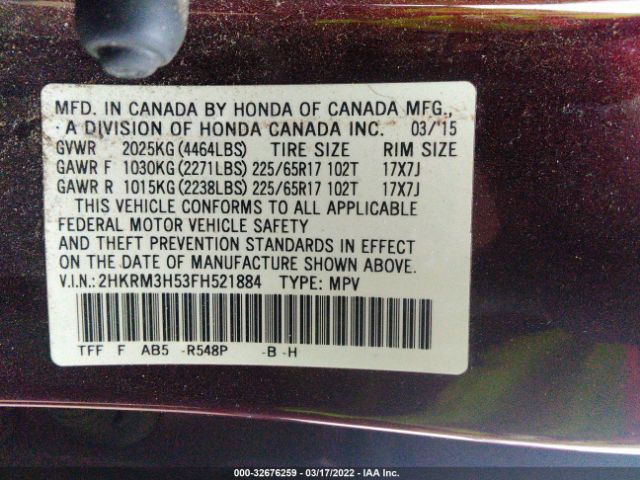 Photo 8 VIN: 2HKRM3H53FH521884 - HONDA CR-V 