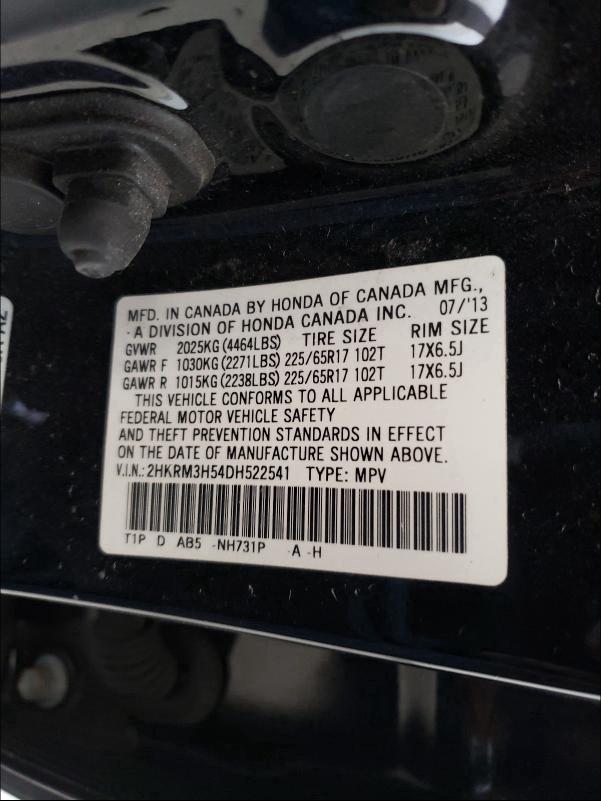 Photo 9 VIN: 2HKRM3H54DH522541 - HONDA CR-V EX 