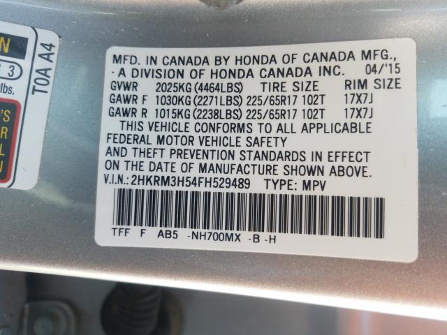 Photo 9 VIN: 2HKRM3H54FH529489 - HONDA CR-V EX 