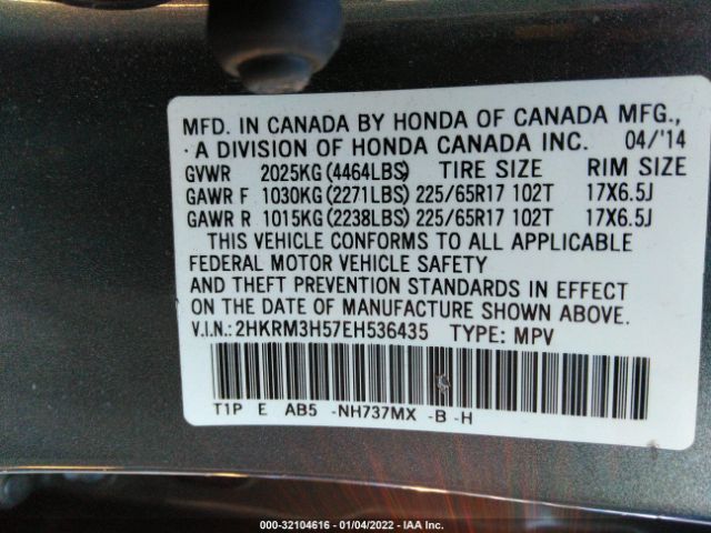 Photo 8 VIN: 2HKRM3H57EH536435 - HONDA CR-V 