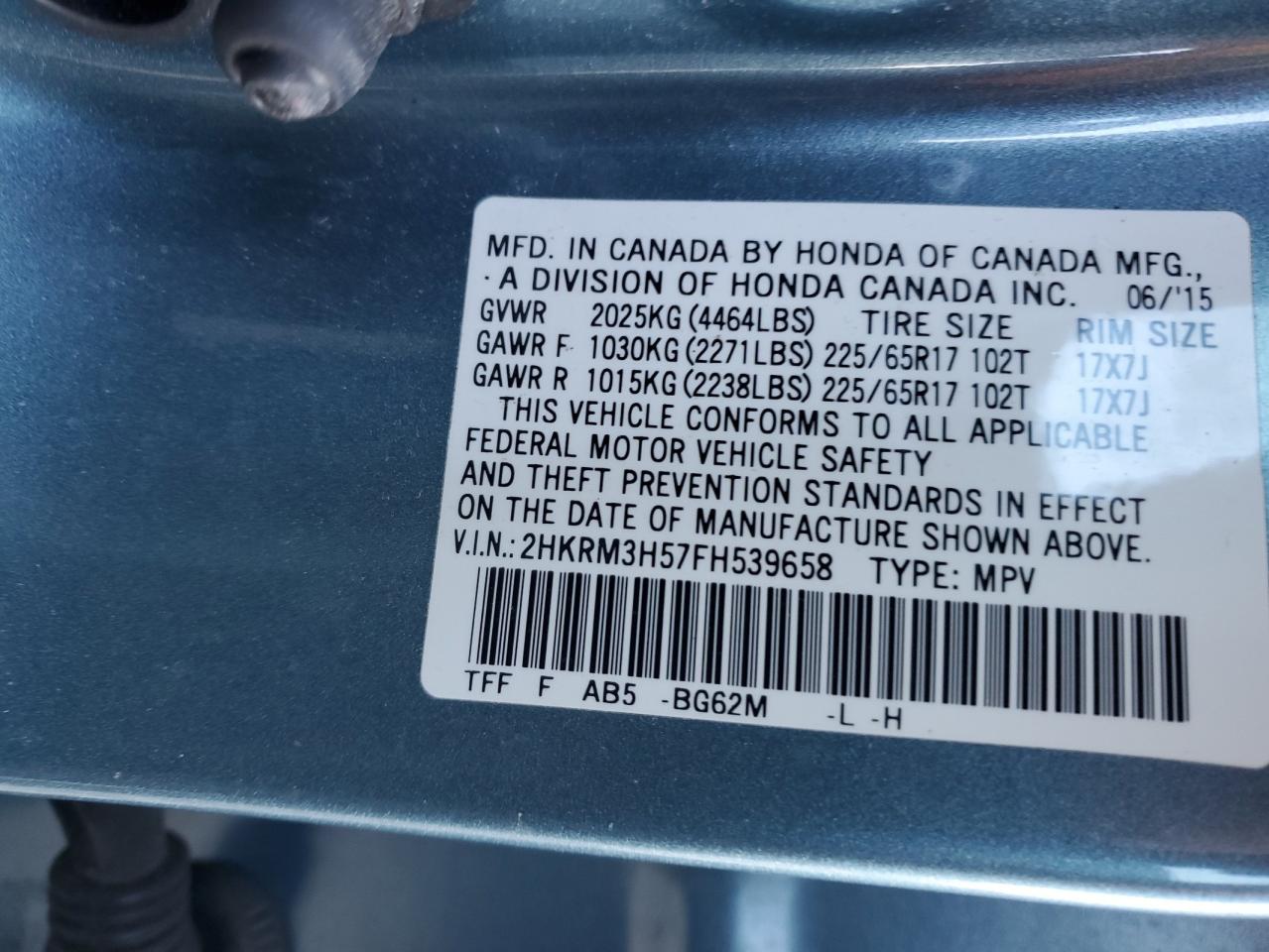 Photo 11 VIN: 2HKRM3H57FH539658 - HONDA CR-V 