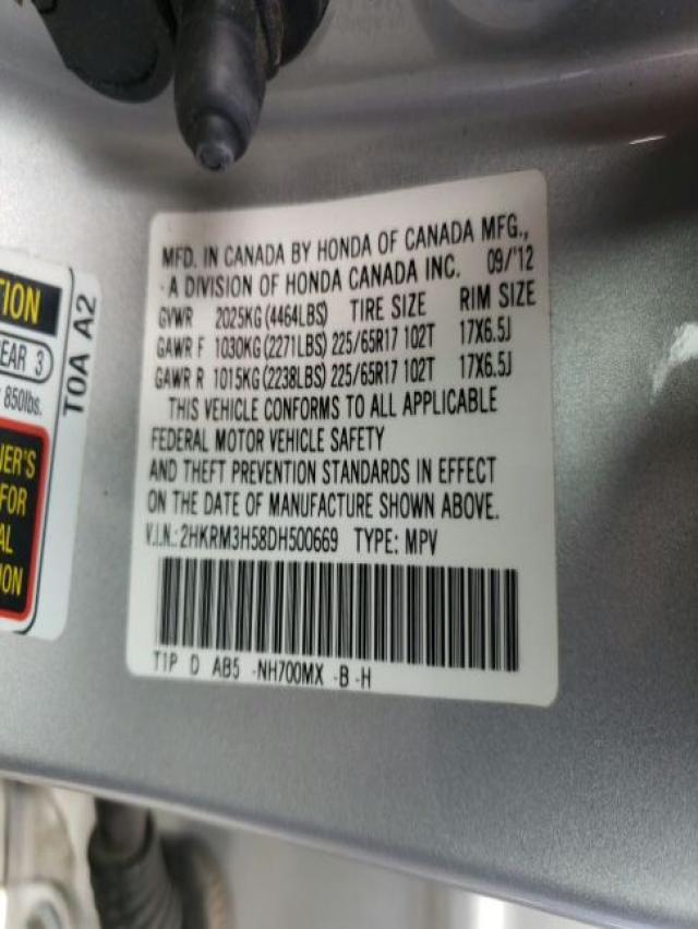 Photo 9 VIN: 2HKRM3H58DH500669 - HONDA CR-V EX 