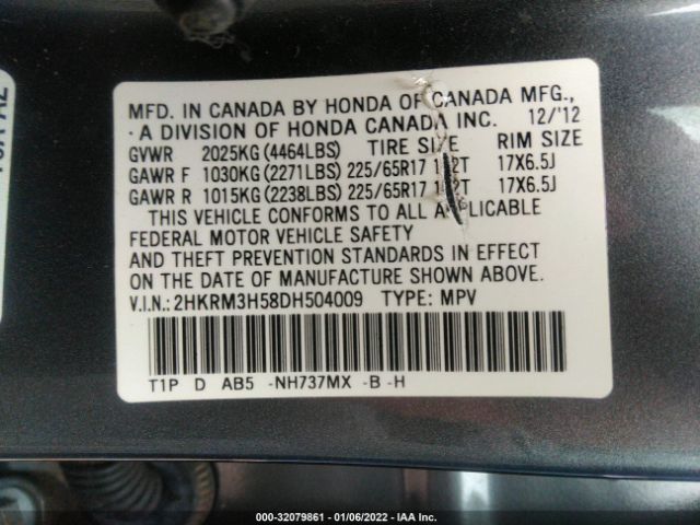 Photo 8 VIN: 2HKRM3H58DH504009 - HONDA CR-V 