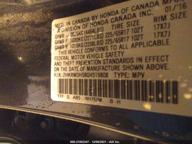 Photo 8 VIN: 2HKRM3H58GH519808 - HONDA CR-V 