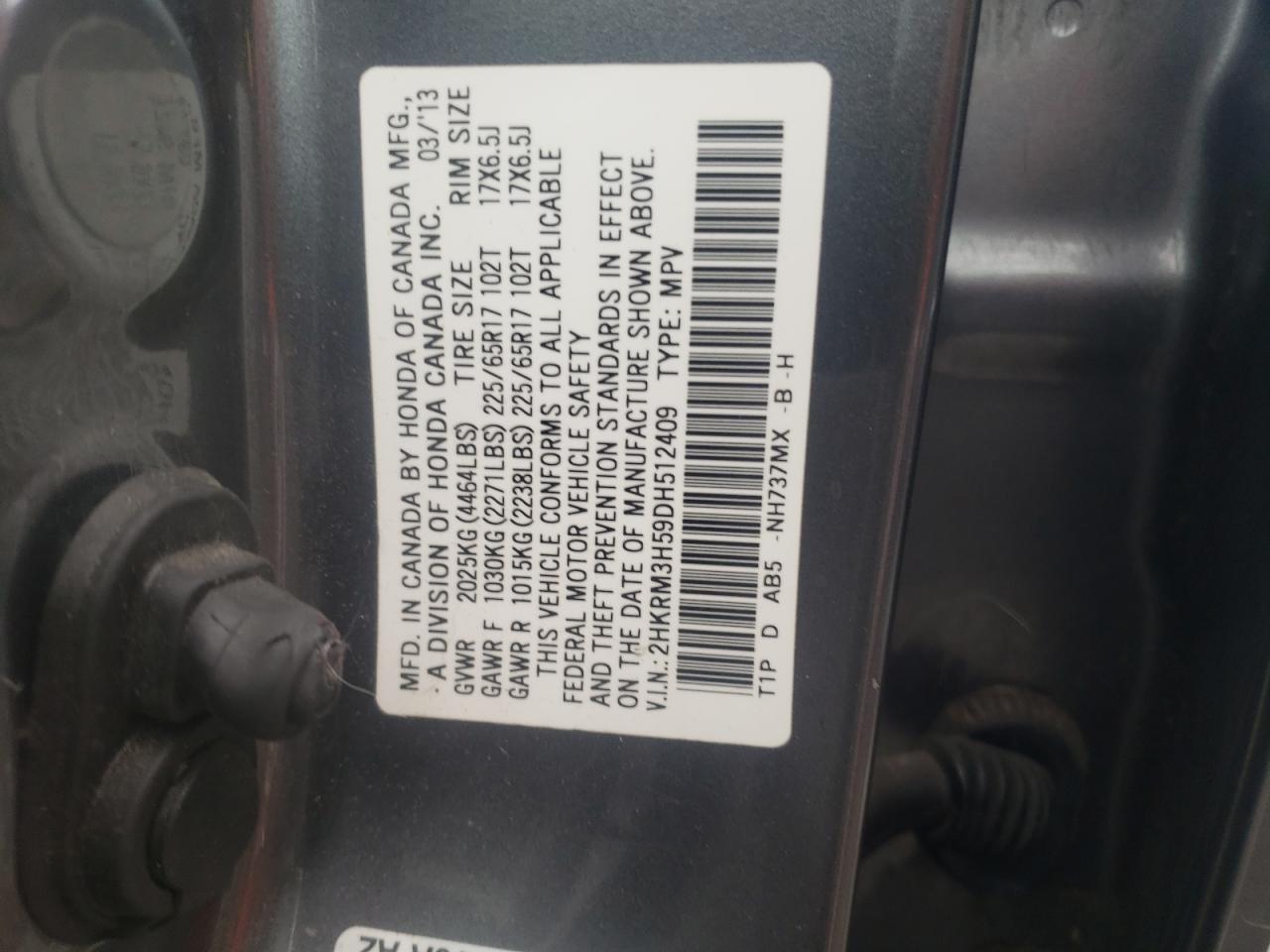 Photo 12 VIN: 2HKRM3H59DH512409 - HONDA CR-V 