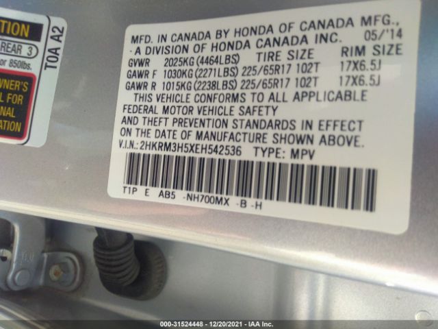 Photo 8 VIN: 2HKRM3H5XEH542536 - HONDA CR-V 