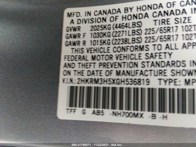 Photo 8 VIN: 2HKRM3H5XGH536819 - HONDA CR-V 