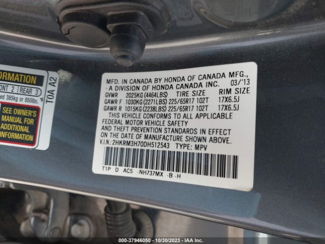 Photo 8 VIN: 2HKRM3H70DH512543 - HONDA CR-V 