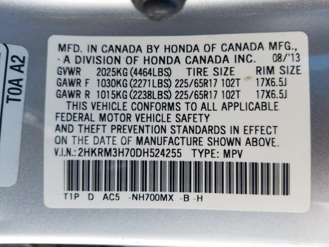 Photo 9 VIN: 2HKRM3H70DH524255 - HONDA CR-V EXL 