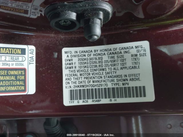 Photo 8 VIN: 2HKRM3H70GH529170 - HONDA CR-V 