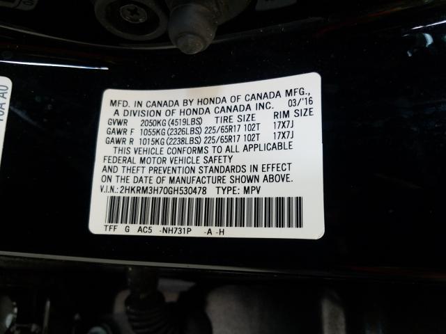 Photo 9 VIN: 2HKRM3H70GH530478 - HONDA CR-V EXL 