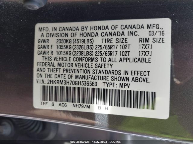 Photo 8 VIN: 2HKRM3H70GH536569 - HONDA CR-V 