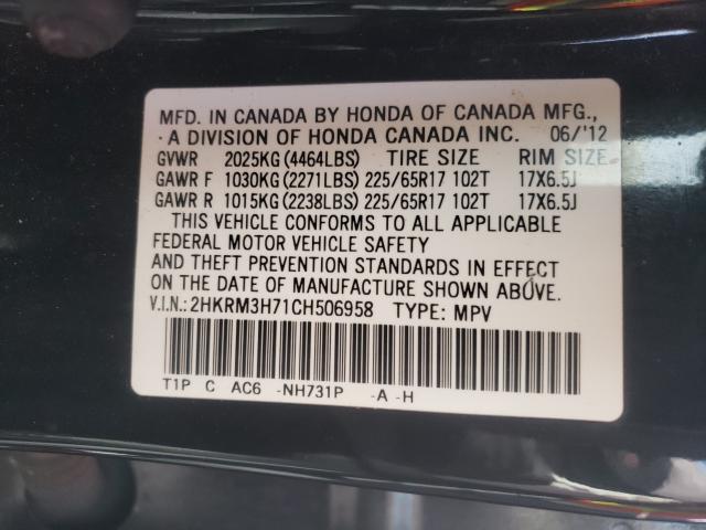 Photo 9 VIN: 2HKRM3H71CH506958 - HONDA CR-V EXL 