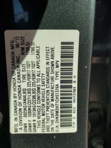 Photo 12 VIN: 2HKRM3H71CH513764 - HONDA CR-V EXL 