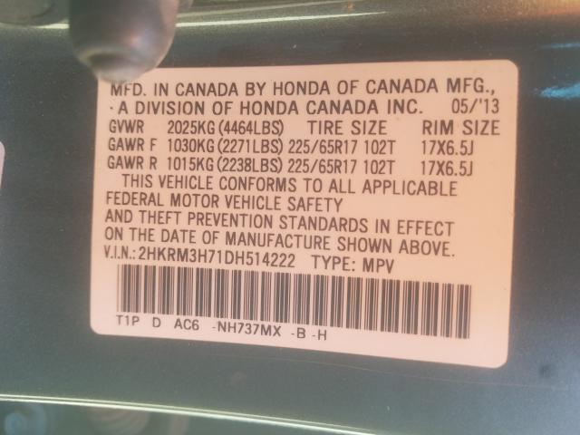 Photo 9 VIN: 2HKRM3H71DH514222 - HONDA CR-V EXL 