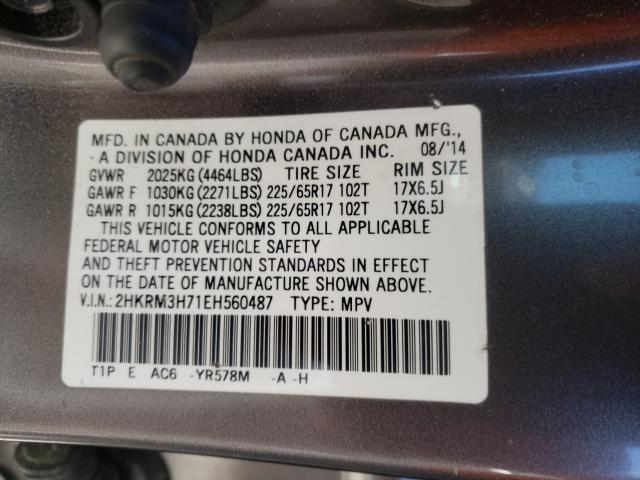 Photo 9 VIN: 2HKRM3H71EH560487 - HONDA CR-V EXL 