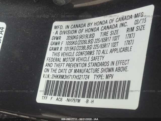 Photo 8 VIN: 2HKRM3H71FH521724 - HONDA CR-V 