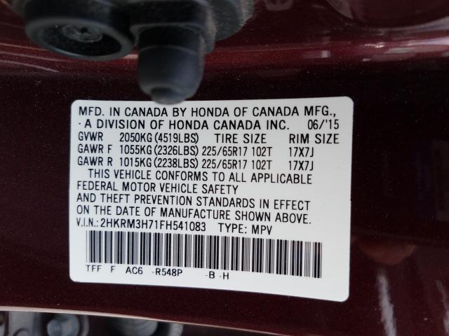 Photo 9 VIN: 2HKRM3H71FH541083 - HONDA CR-V EXL 