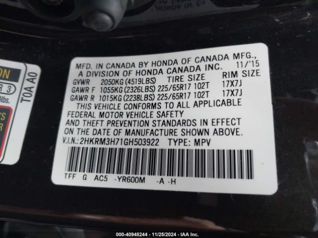 Photo 8 VIN: 2HKRM3H71GH503922 - HONDA CR-V 