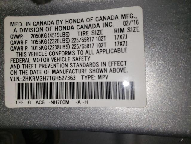 Photo 11 VIN: 2HKRM3H71GH527363 - HONDA CRV 