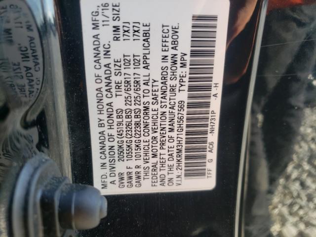 Photo 9 VIN: 2HKRM3H71GH567569 - HONDA CR-V EXL 