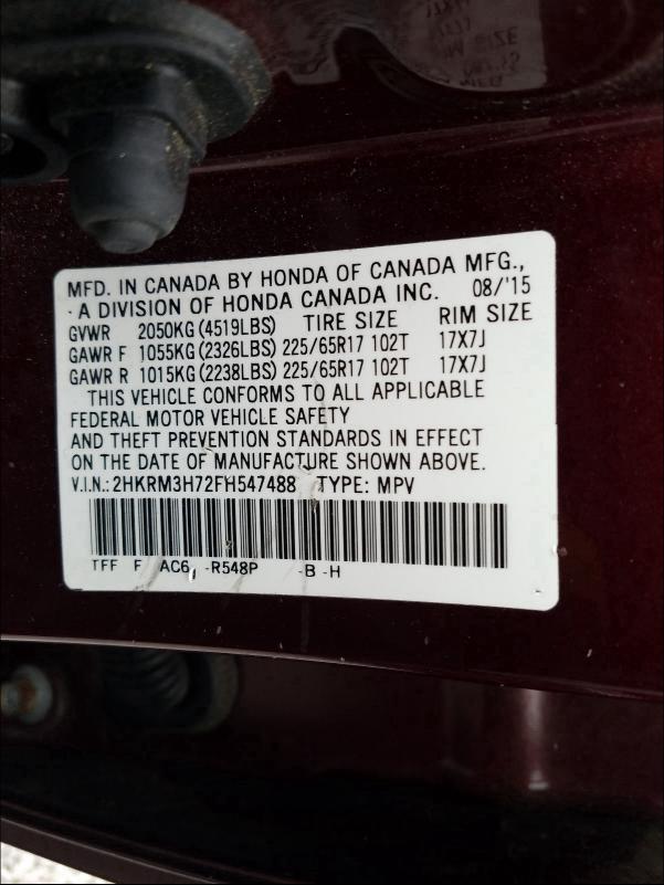 Photo 9 VIN: 2HKRM3H72FH547488 - HONDA CR-V EXL 