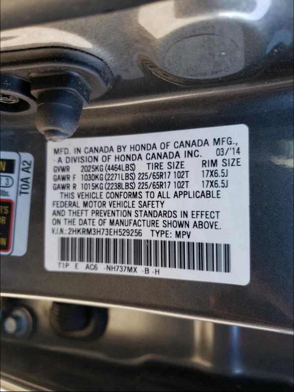 Photo 9 VIN: 2HKRM3H73EH529256 - HONDA CR-V EXL 