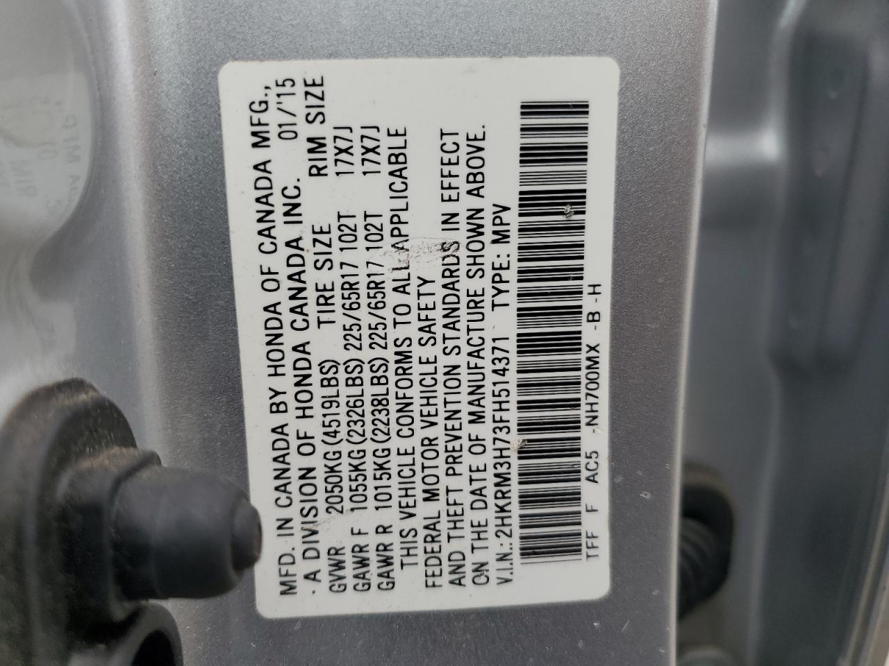 Photo 12 VIN: 2HKRM3H73FH514371 - HONDA CR-V 