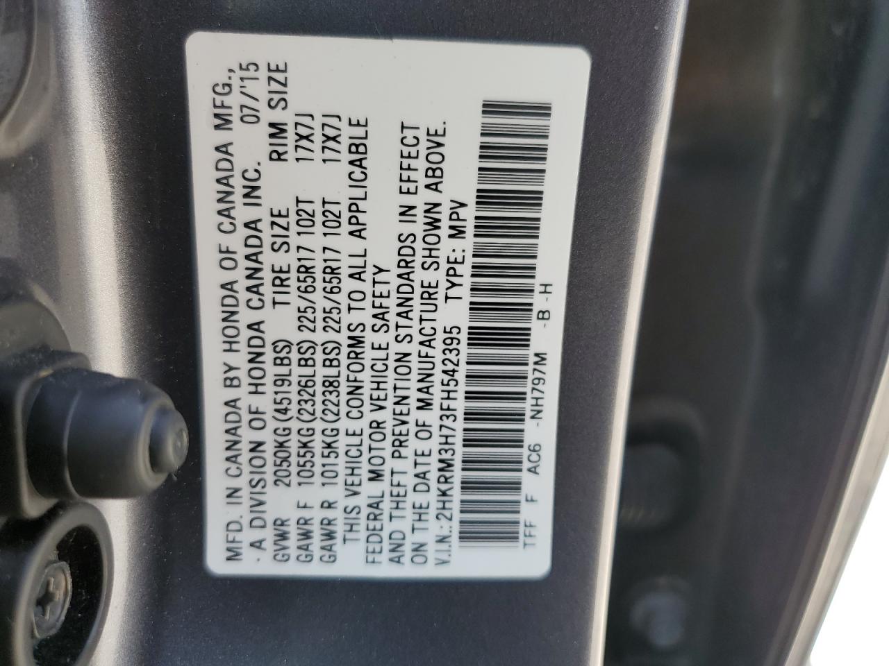 Photo 12 VIN: 2HKRM3H73FH542395 - HONDA CR-V 