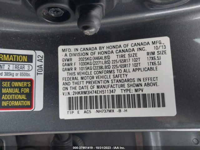 Photo 8 VIN: 2HKRM3H74EH511347 - HONDA CR-V 