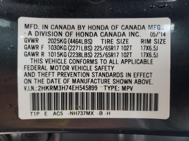 Photo 9 VIN: 2HKRM3H74EH545899 - HONDA CR-V EXL 