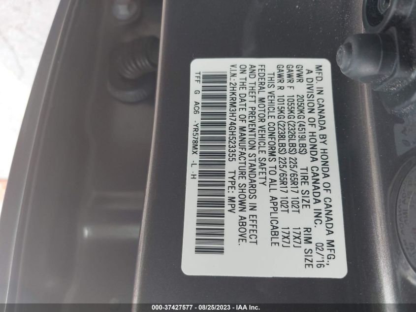 Photo 8 VIN: 2HKRM3H74GH523355 - HONDA CR-V 