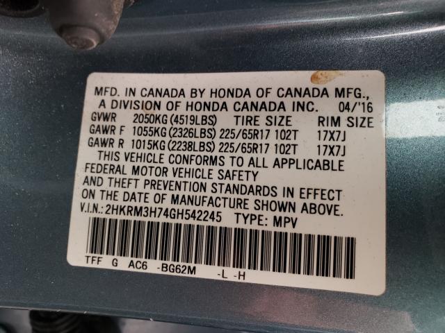 Photo 9 VIN: 2HKRM3H74GH542245 - HONDA CR-V EXL 