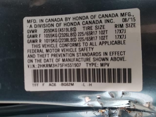 Photo 9 VIN: 2HKRM3H75FH551907 - HONDA CR-V EXL 