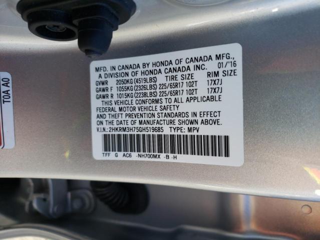 Photo 9 VIN: 2HKRM3H75GH519685 - HONDA CR-V EXL 