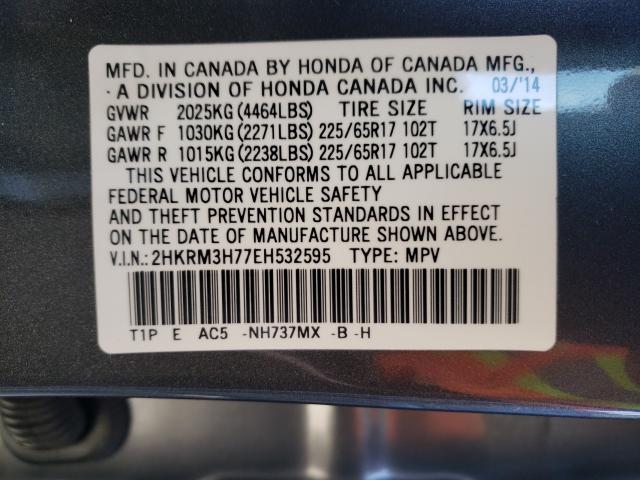 Photo 9 VIN: 2HKRM3H77EH532595 - HONDA CR-V EXL 