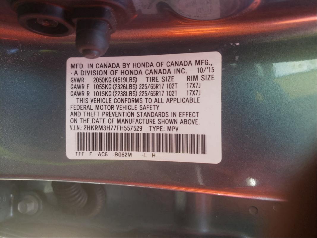 Photo 9 VIN: 2HKRM3H77FH557529 - HONDA CR-V EXL 