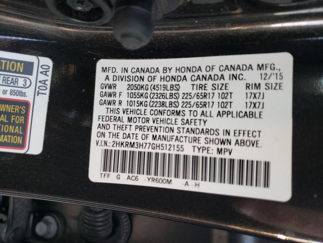 Photo 9 VIN: 2HKRM3H77GH512155 - HONDA CR-V EXL 