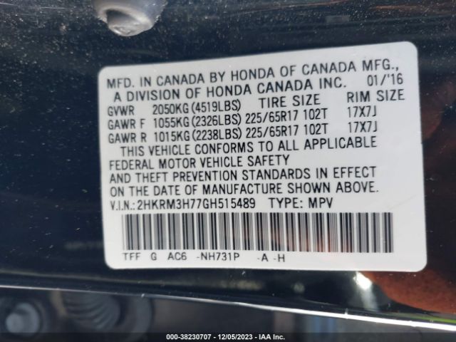 Photo 8 VIN: 2HKRM3H77GH515489 - HONDA CR-V 