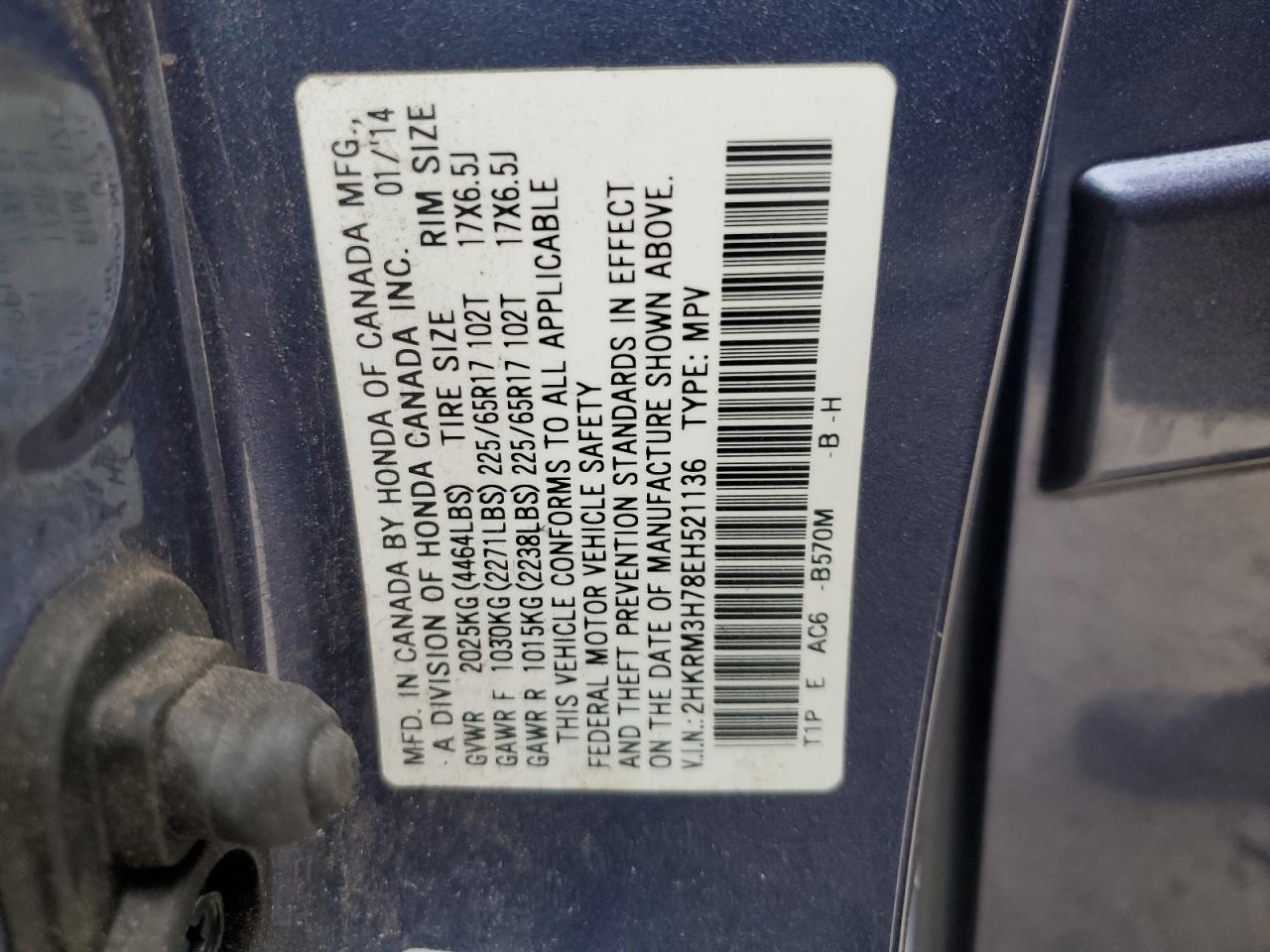 Photo 13 VIN: 2HKRM3H78EH521136 - HONDA CR-V 