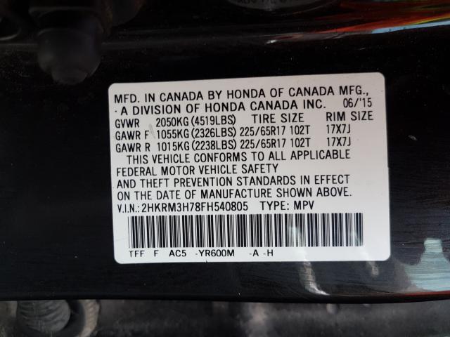 Photo 9 VIN: 2HKRM3H78FH540805 - HONDA CR-V EXL 