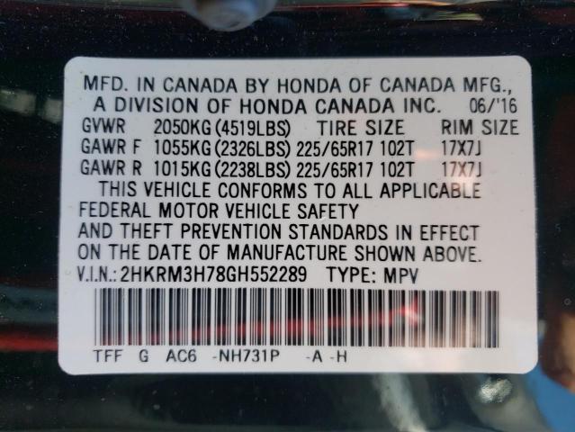 Photo 9 VIN: 2HKRM3H78GH552289 - HONDA CRV 