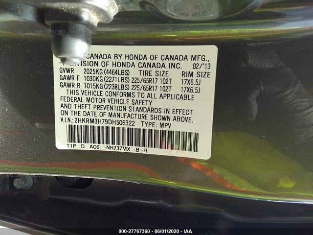 Photo 8 VIN: 2HKRM3H79DH506322 - HONDA CR-V 