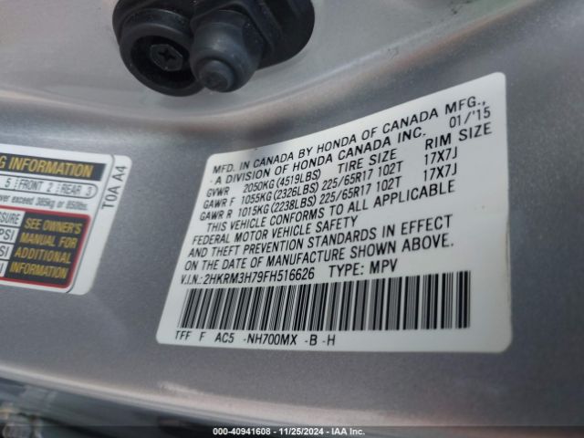 Photo 8 VIN: 2HKRM3H79FH516626 - HONDA CR-V 